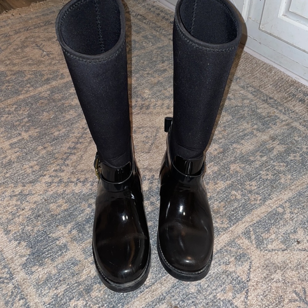 Kate Spade ♠️ Bliss Wellington Moto Rain Boots in Black size 8 - Picture 5 of 10